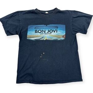 VTG Bon Jovi Lost Highway Tour T-Shirt Men's Medium Black Graphic Short Sleeve